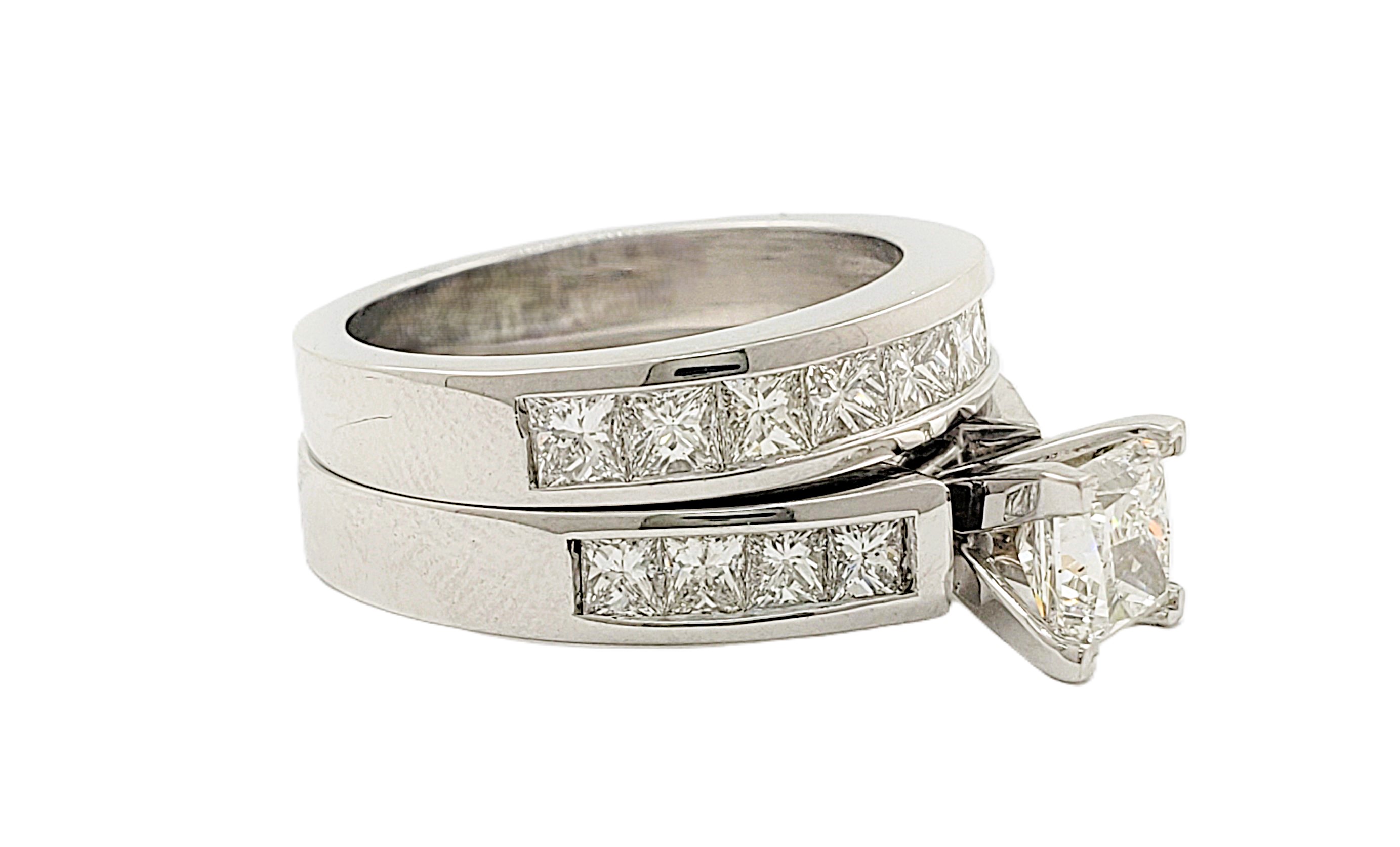 Princess Cut Diamond Chanel Set Bridal Set